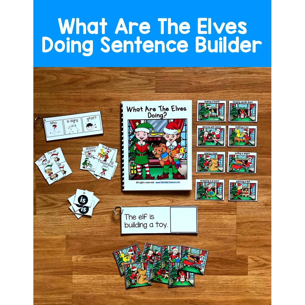 Christmas Sentence Builder Book:  "What Are The Elves Doing?"