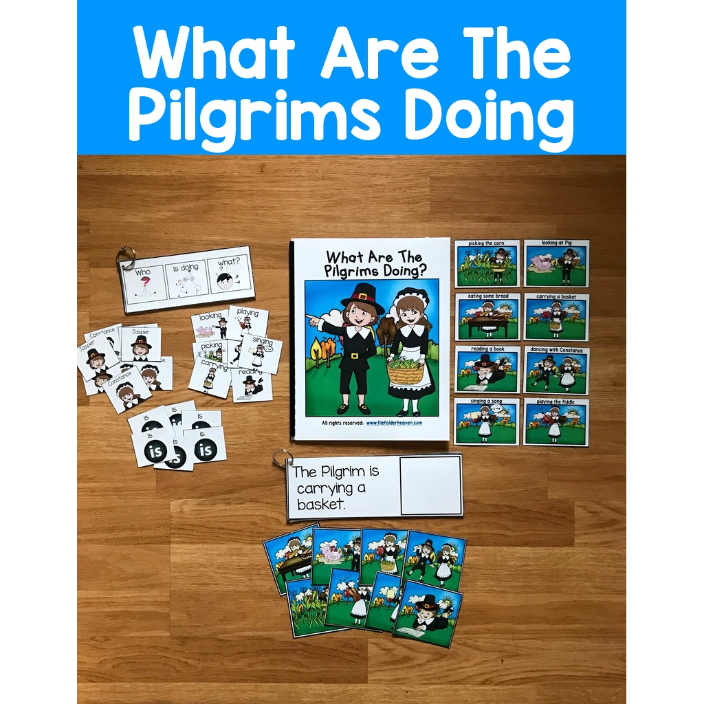 Sentence Builder Book:  "What Are The Pilgrims Doing?"