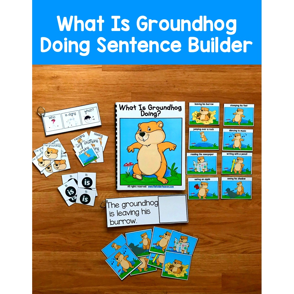 Groundhog Sentence Builder Book:  "What Is Groundhog Doing?"