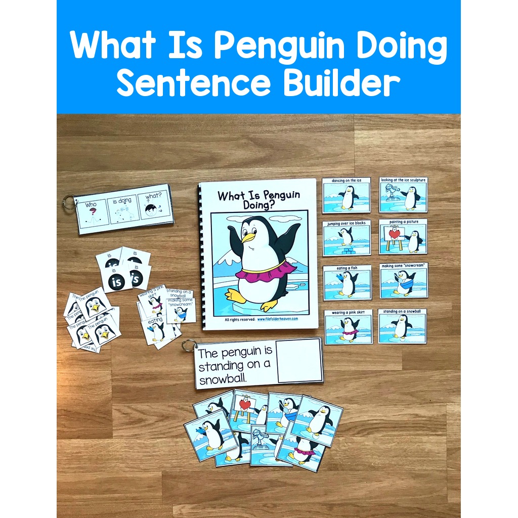 Sentence Builder Book:  "What Is Penguin Doing?"
