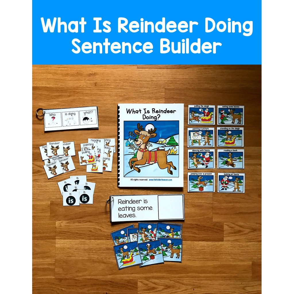 Christmas Sentence Builder Book:  "What Is Reindeer Doing?"
