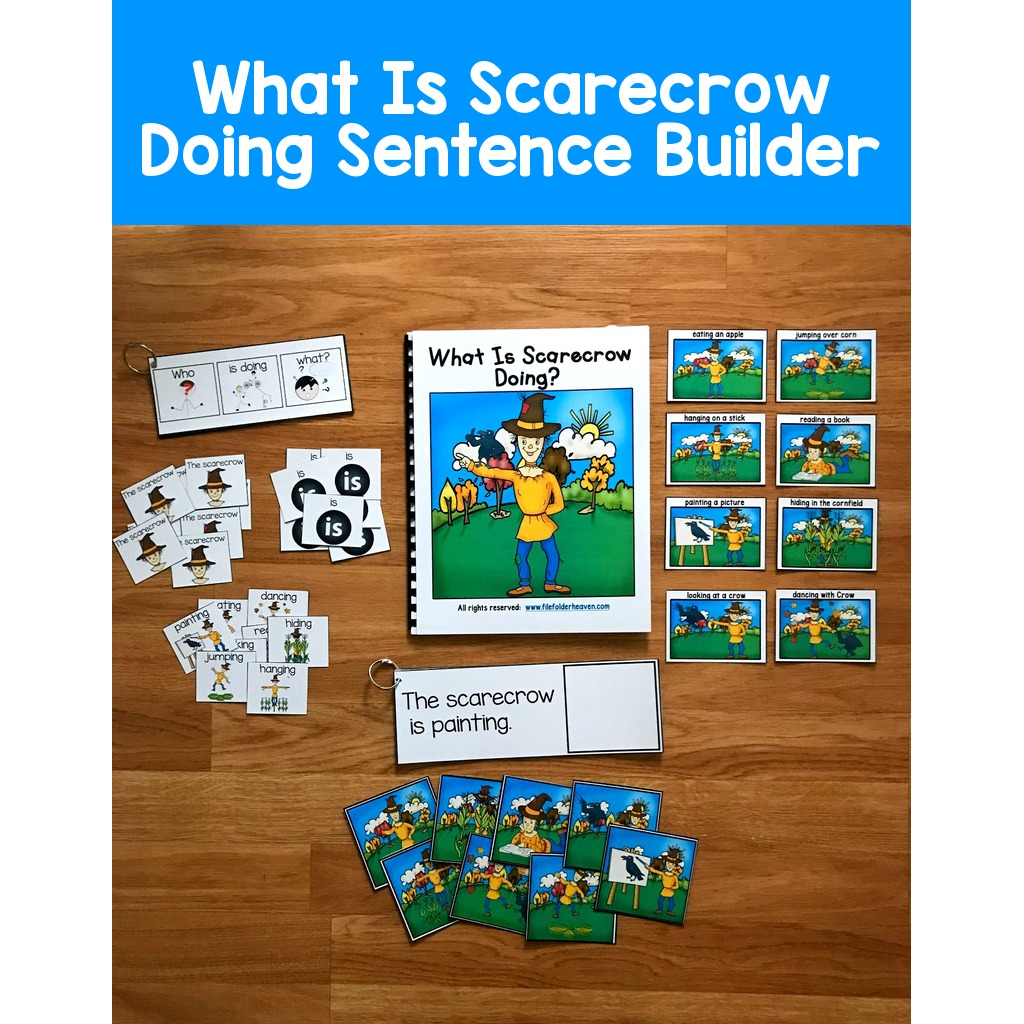 Fall Sentence Builder Book:  "What Is Scarecrow Doing?"
