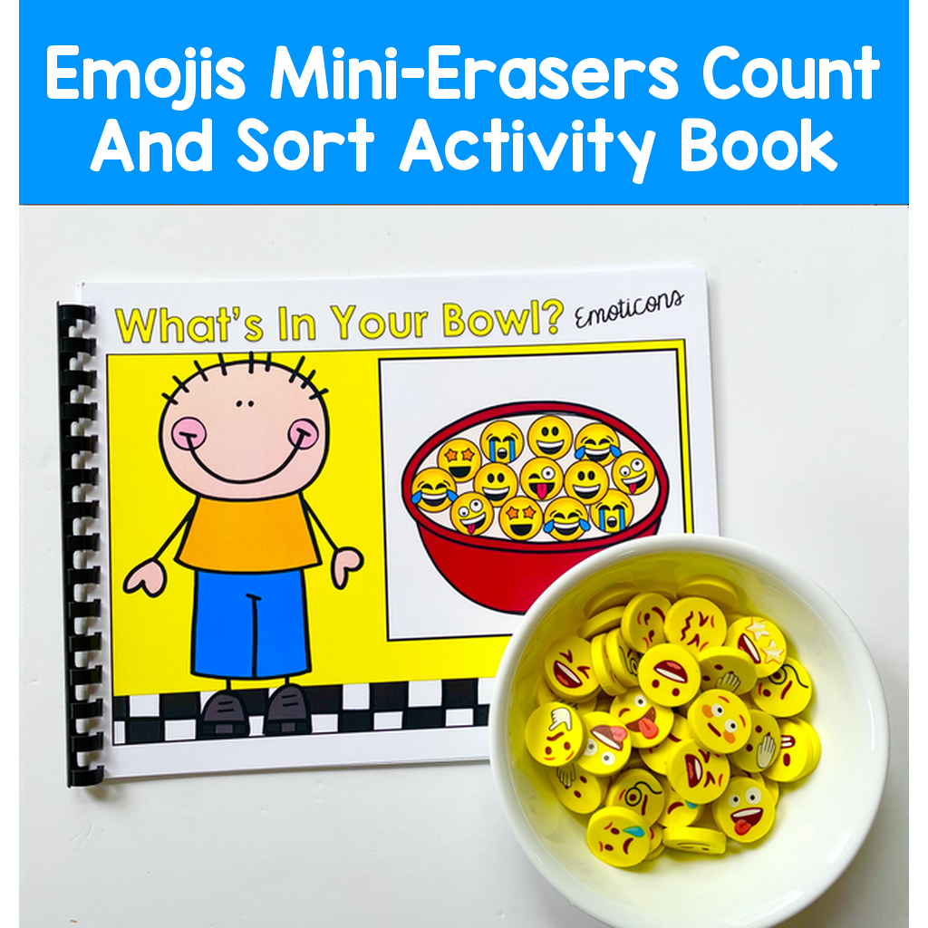 Emojis Mini-Erasers Count And Sort Activity Book