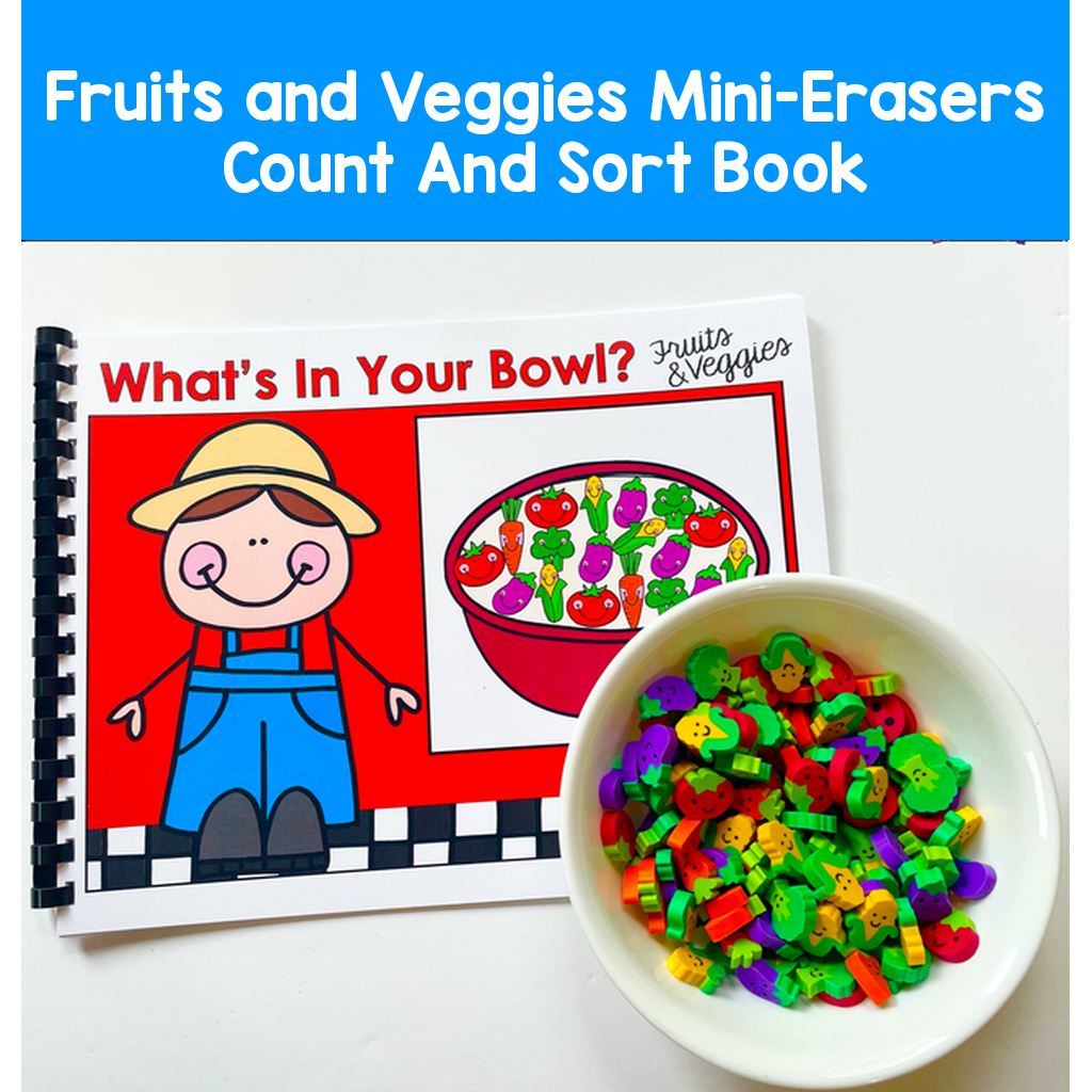 Fruits and Veggies Mini-Erasers Count And Sort Book