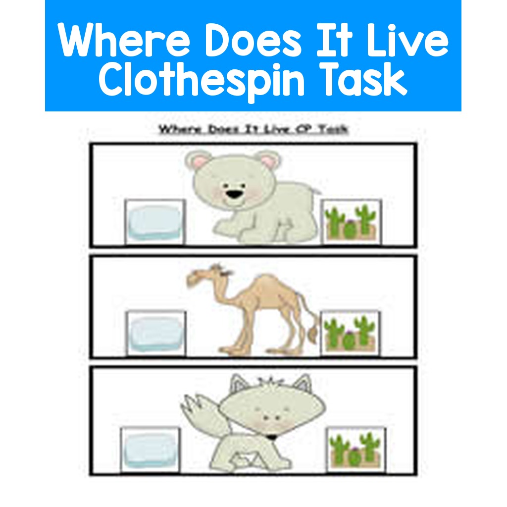 Where Does It Live Clothespin Task