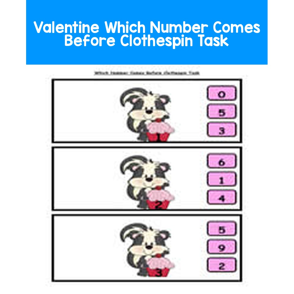Valentine Which Number Comes Before Clothespin Task