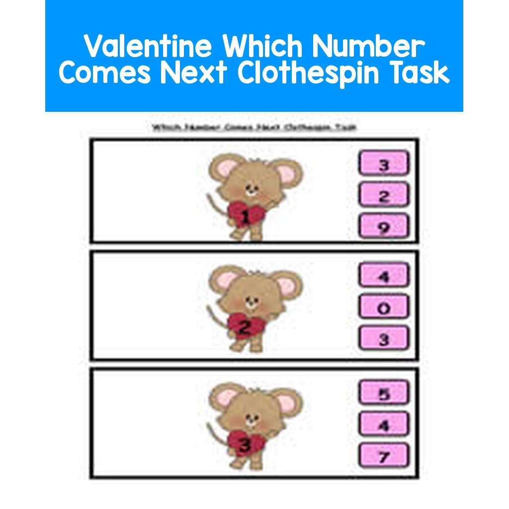 Valentine Which Number Comes Next Clothespin Task