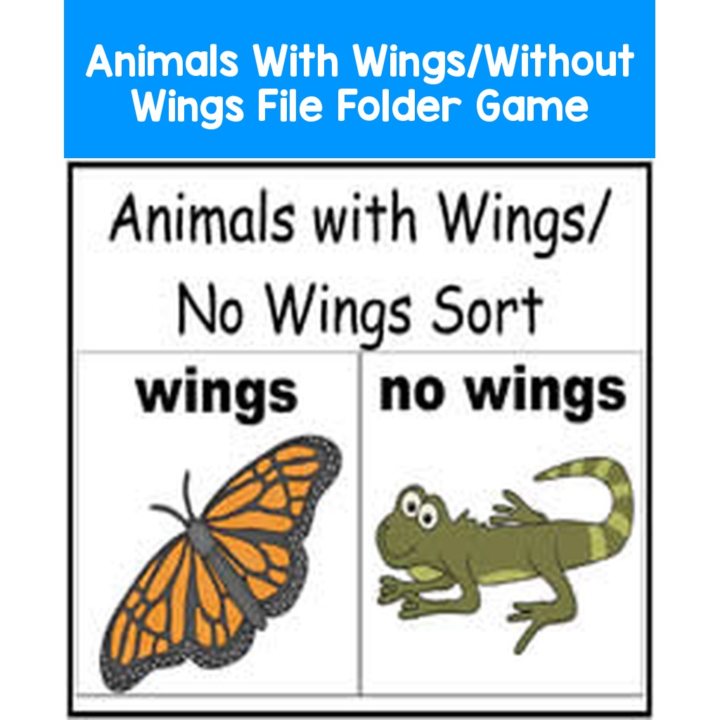 Animals With Wings/Without Wings File Folder Game