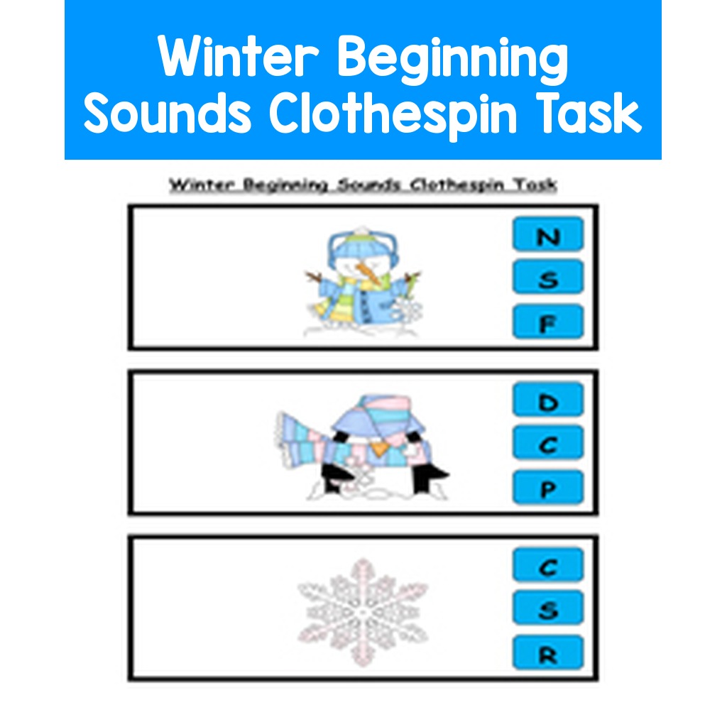 Winter Beginning Sounds Clothespin Task
