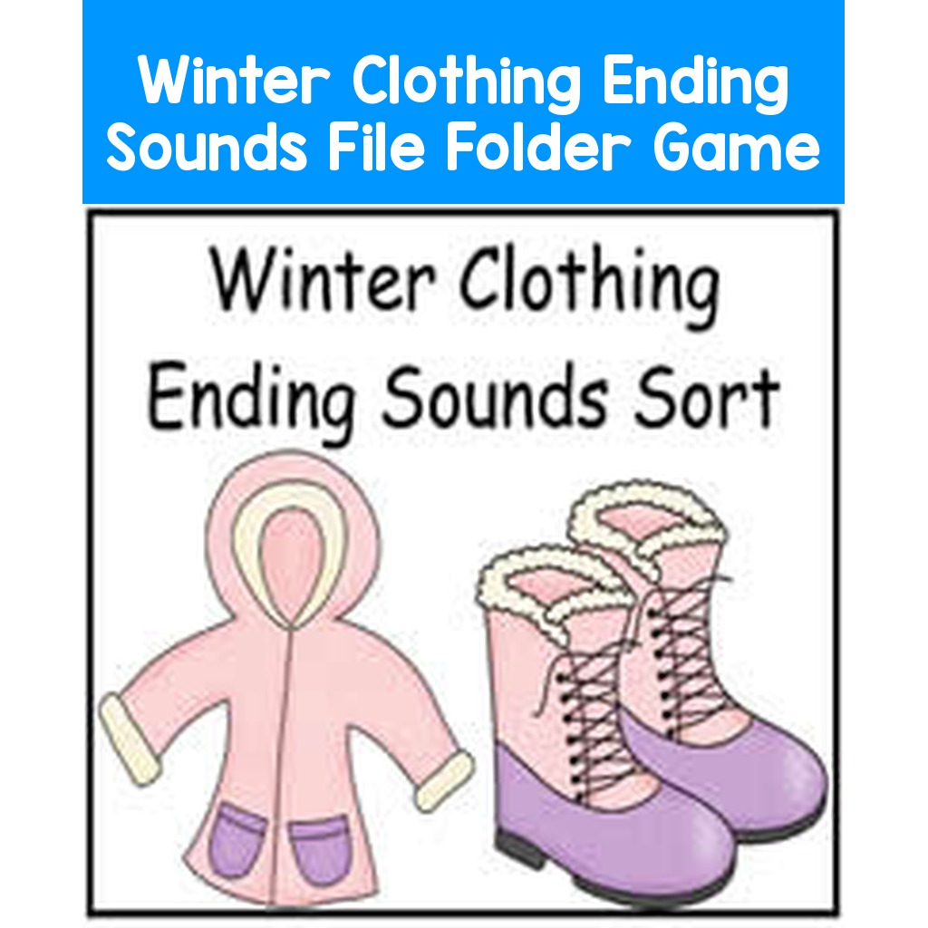 Winter Clothing Ending Sounds File Folder Game