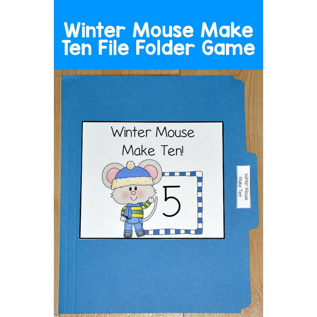 Winter Mouse Make Ten File Folder Game