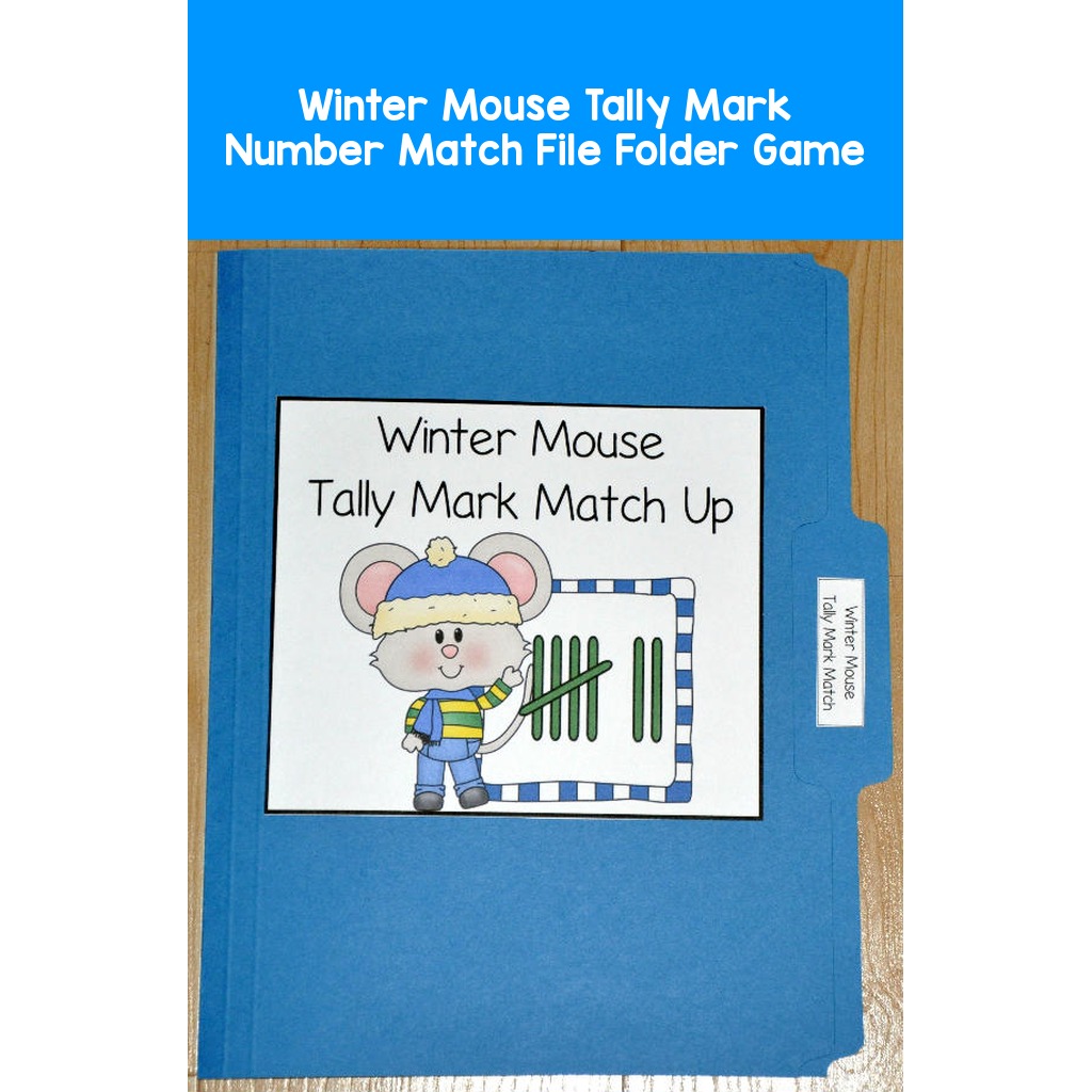 Winter Mouse Tally Mark Number Match File Folder Game