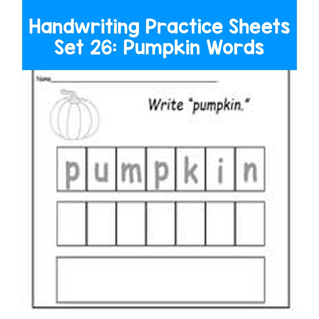Handwriting Practice Sheets Set 26: Pumpkin Words