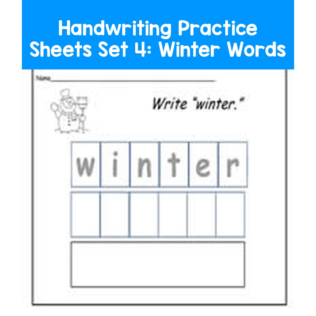 Handwriting Practice Sheets Set 4: Winter Words