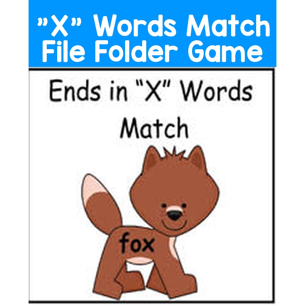 "X" Words Match File Folder Game