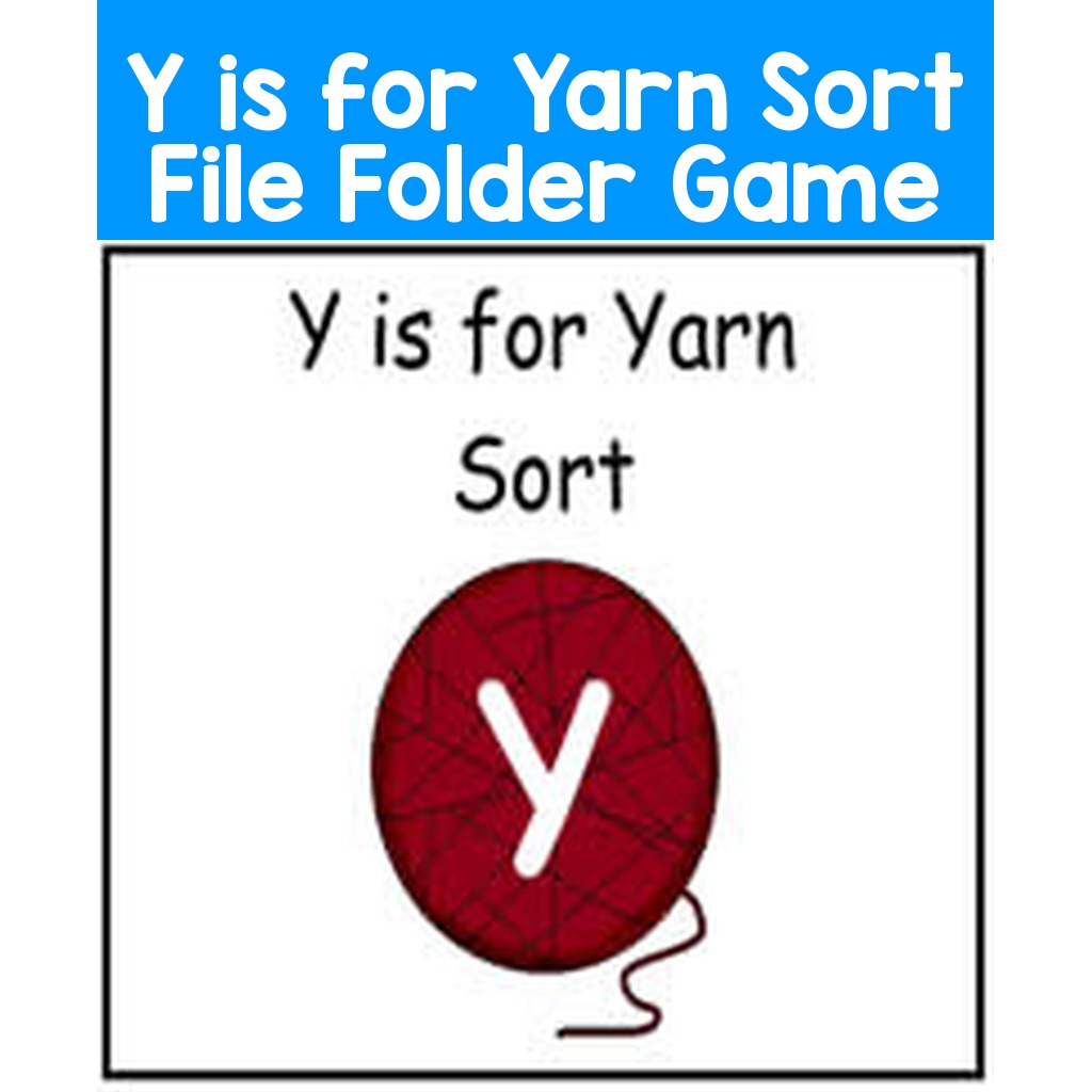 Y is for Yarn Sort File Folder Game