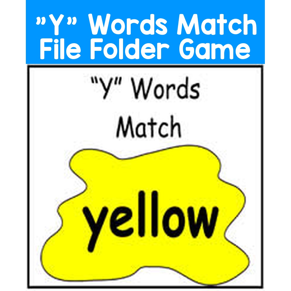 "Y" Words Match File Folder Game